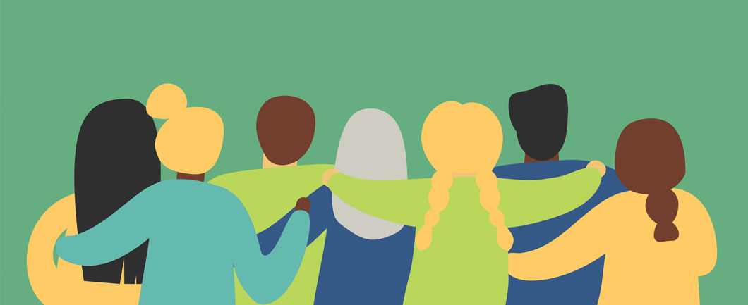 Illustration of people hugging for National Hug Day.